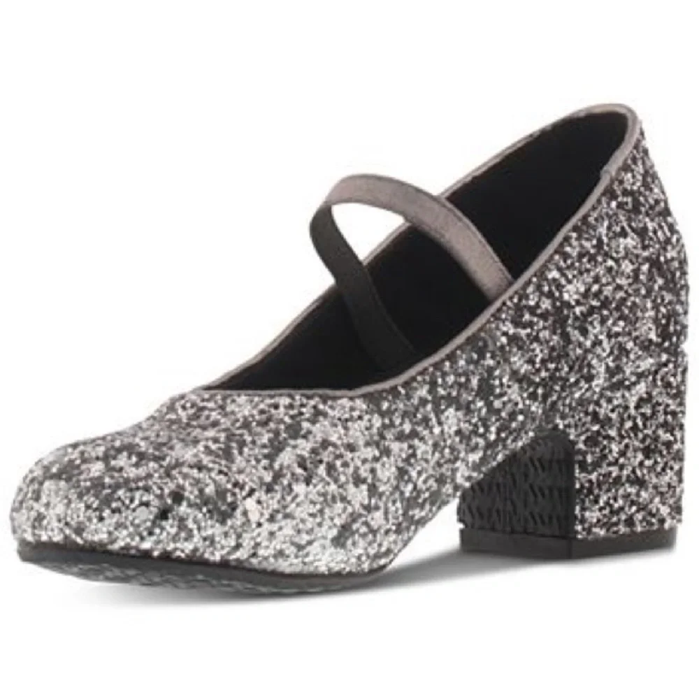 MICHAEL Michael Kors Gemini Dax Glitter Mary Jane Kitten Heel Pumps Ombre Silver